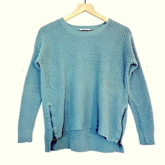 Madewell Landmark Side Zip Blue Textured Sweater - Picture 1 of 8